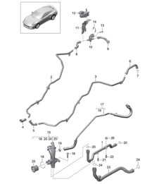 Connection / Water pipe / Control / Water cooling 991 Turbo / GT2 RS 2014-20
