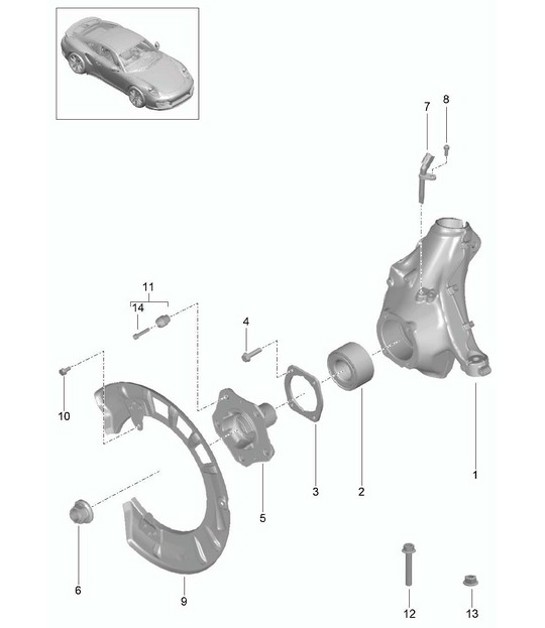 Diagram 401-005 Porsche 911 & 912 (1965-1989) Front Axle, Steering 
