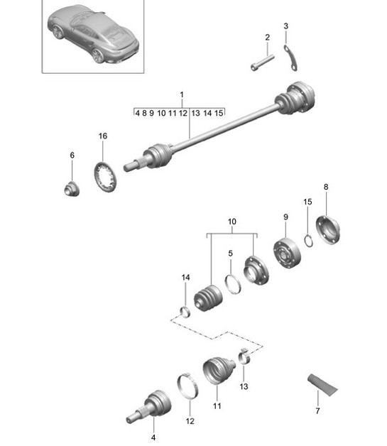 Diagram 401-012 Porsche 卡宴 Turbo / Turbo S 4.8L 2007>> 前轴、转向 