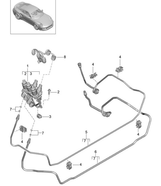 Diagram 402-022 Porsche 996 C4 3.4L 1997-08/01 Eje delantero, dirección 
