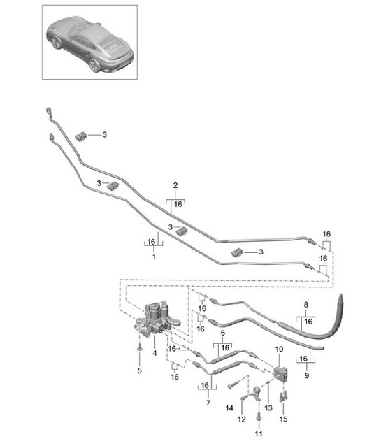 Diagram 402-040 Porsche Cayenne Turbo S V8 4.8L 汽油 550HP 前轴、转向 