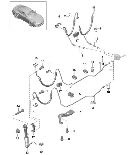 Diagram 402-052 Porsche 911 1978-1983 3.0L/SC Eje delantero, dirección 