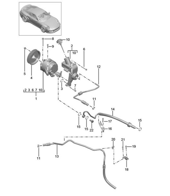 Diagram 402-060 Porsche Cayenne 9PA (955) 2003-2006 Front Axle, Steering 