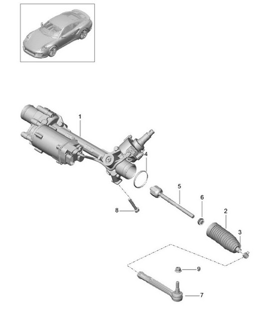 Diagram 403-000 Porsche 996 C4 3.4L 1997-08/01 Assale anteriore, sterzo 
