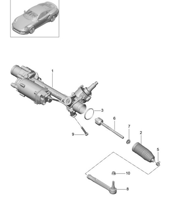 Diagram 403-002 Porsche 996 C4 3.4L 1997-08/01 Assale anteriore, sterzo 