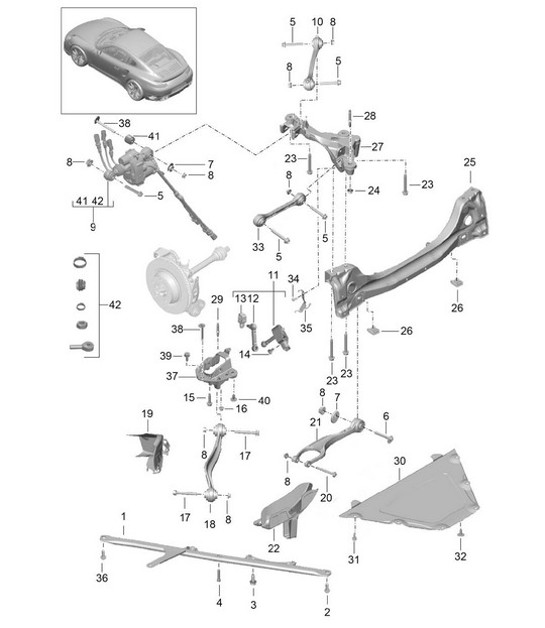 Diagram 501-001 Porsche Boxster 718 (982) 2017>> Rear Axle