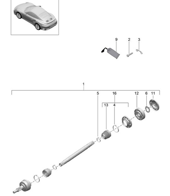 Diagram 501-015 Porsche 991 (911) MK2 2016-2018 Essieu arrière