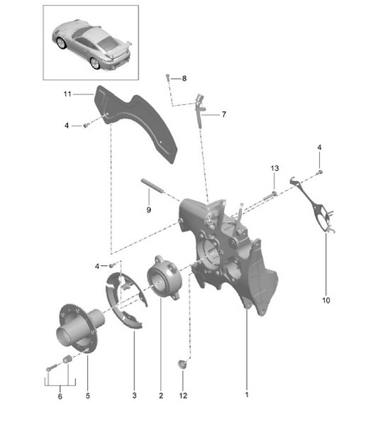 Diagram 501-020 Porsche 卡宴 S V8 4.8L 汽油 400HP 后轴