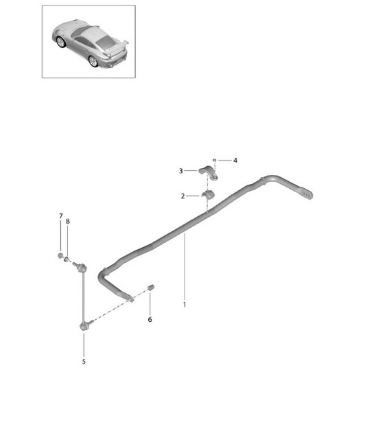 Diagram 501-023 Porsche 991 (911) MK2 2016-2018 Essieu arrière