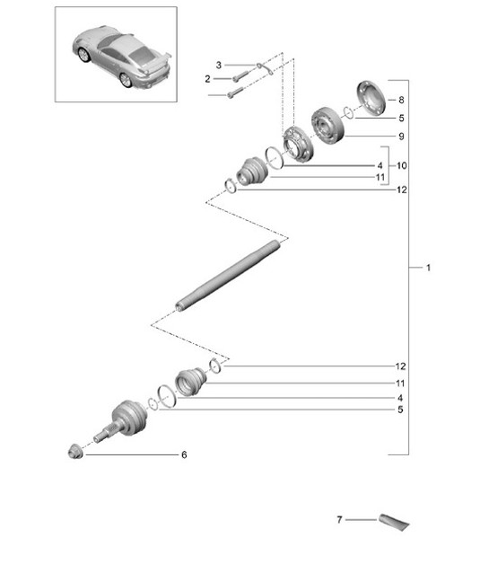 Diagram 501-025 Porsche Cayenne S V8 4.8L benzina 400 CV Asse posteriore