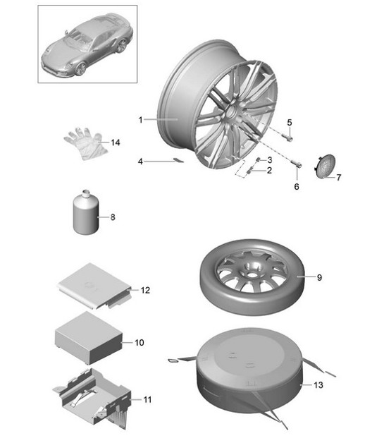 Diagram 601-000 Porsche 911/912 (1965-1989) Ruote, freni