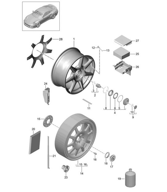 Diagram 601-003 Porsche 卡宴 3.6L 2007>> 车轮、制动器