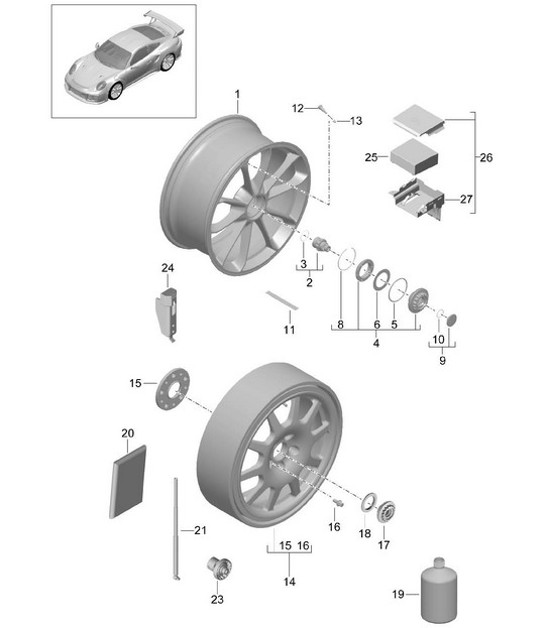 Diagram 601-004 Porsche 卡宴 Turbo 4.5L 2003>> 车轮、制动器
