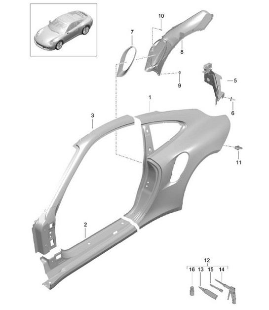 Diagram 801-055 Porsche Cayman S 3.4L 987C 2005-08 Carrocería