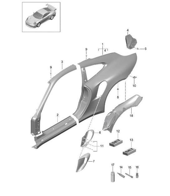 Diagram 801-057 Porsche 996 TURBO 2000-05 Carrocería