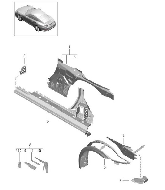 Diagram 801-060 Porsche 991 (911) MK1 2012-2016 Carrosserie