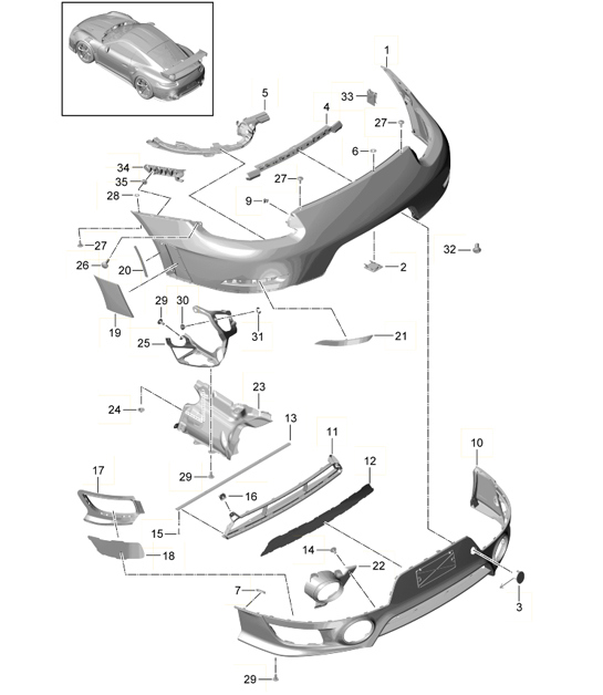 Diagram 802-017 Porsche 991 (911) MK2 2016-2018 Carrosserie