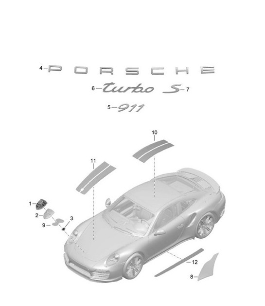Diagram 810-000 Porsche 991 (911) MK1 2012-2016 Carrosserie