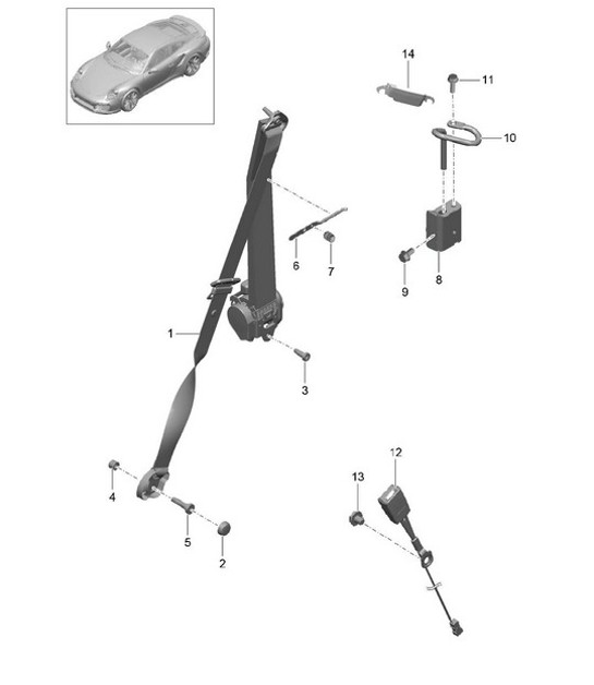 Diagram 812-000 Porsche 991 (911) MK1 2012-2016 Carrosserie