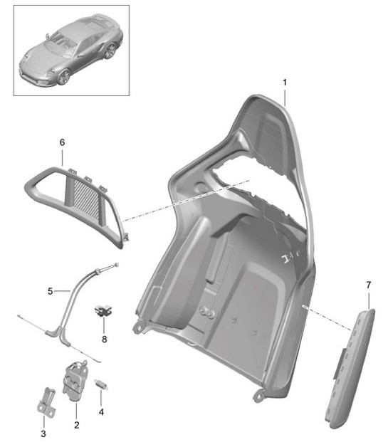 Diagram 817-007 Porsche 964 (911) C2 1989-93 Carrosserie