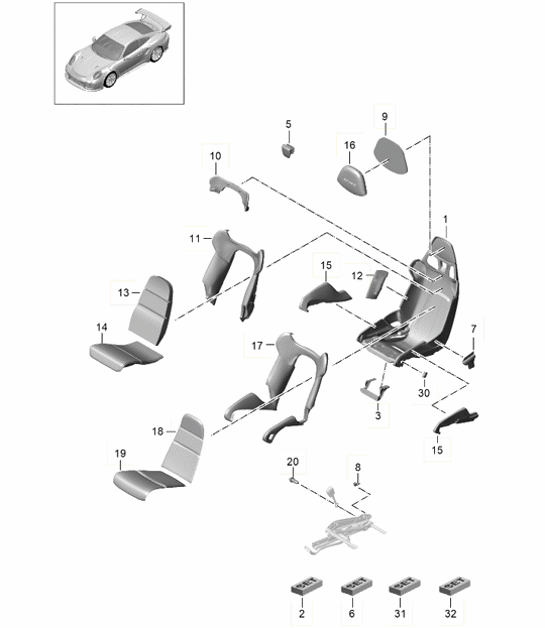 Diagram 817-010 Porsche 996 C4 3.4L 1997-08/01  车身