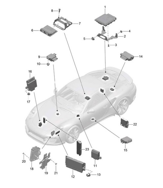 Diagram 901-003 Porsche Cayenne MK2 (957) 2007-2010 Equipo eléctrico