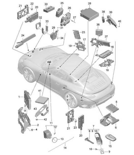 Diagram 901-004 Porsche 911 和 912（1965-1989） 电子设备