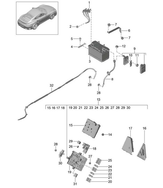 Diagram 902-006 Porsche 991 (911) MK1 2012-2016 Équipement électrique