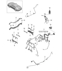 Wiring looms / Assembly frame / Additional brake light / Trim / Engine / Rear axle 991 Turbo >>2016