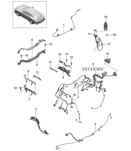 Diagram 902-021 Porsche 958 Cayenne GTS V8 4.8L Petrol 400HP 2010-17 Electrical equipment