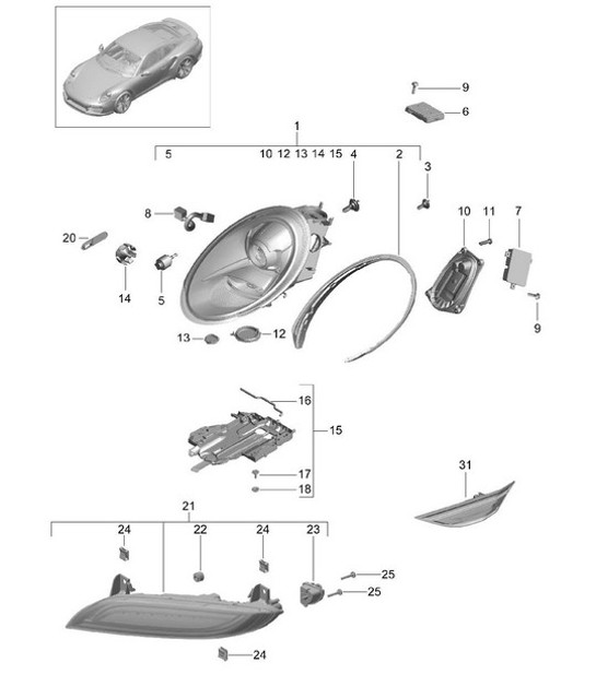 Diagram 905-001 Porsche Cayenne Coupe Turbo V8 4.0L Petrol 550Hp 