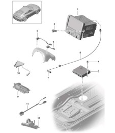 Control panel / Navigation system / Radio unit / Receiving part / TV microphone / Reversing camera 991 Turbo  >>2016