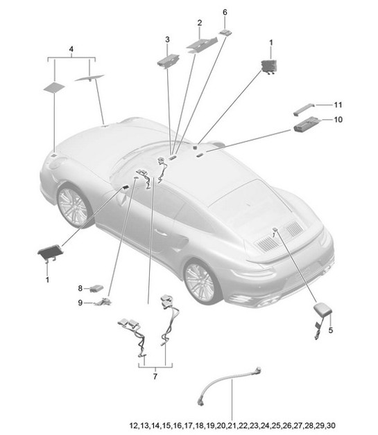 Diagram 911-004 Porsche Cayman 718C (982C) 2017>> Electrical equipment