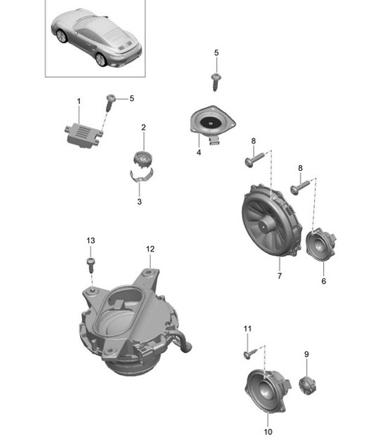 Diagram 911-006 Porsche 开曼 2.9L 987C MKII 2009-12 电子设备