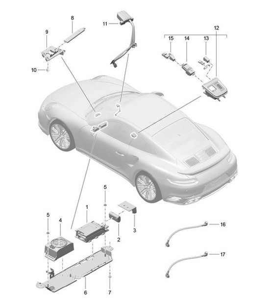 Diagram 911-007 Porsche Panamera 4S V8 4.8L Electrical equipment
