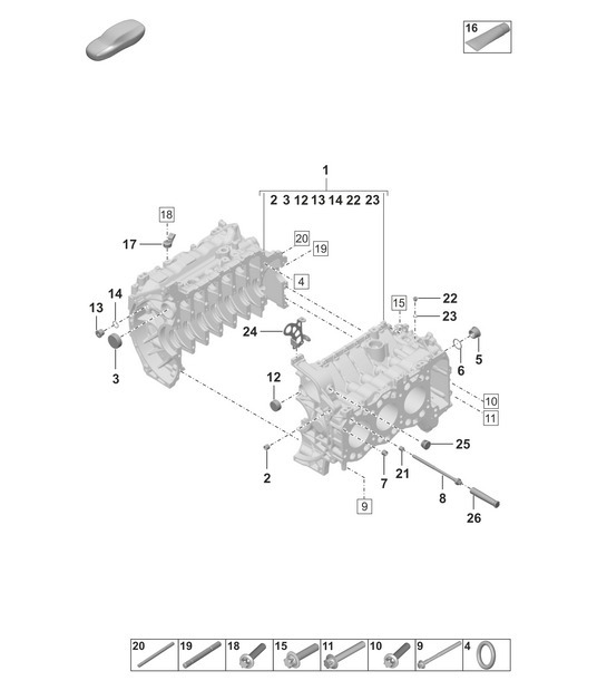 Diagram 101-100 Porsche 992 (911) MK1 2019-2024 Engine