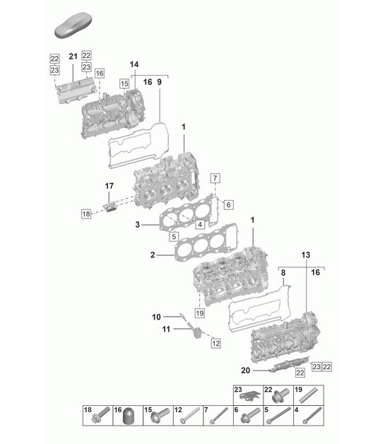Diagram 103-000 Porsche 992 (911) MK1 2019-2024 Engine