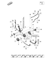 Pompe à eau / Thermostat de refroidissement / Boîtier de thermostat 992.1 Carrera 2019 - 2024