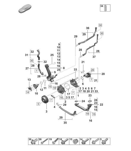 Diagram 105-000 Porsche 992 (911) MK1 2019-2024 Engine