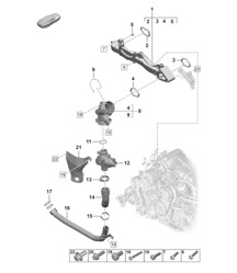 Support de montage / Tuyau de liquide de refroidissement 992.1 Carrera 2019 - 2024