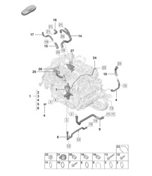 Système de refroidissement du liquide de refroidissement / Distributeur de liquide de refroidissement / Moteur 992.1 Carrera 2019 - 2024