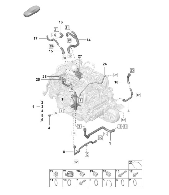 Diagram 105-060 Porsche 992 (911) MK1 2019-2024 Engine