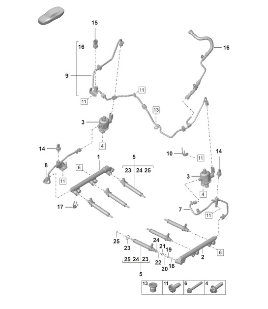 Injection system / High-pressure pump / High-pressure injector  992.1 Carrera 2019 - 2024