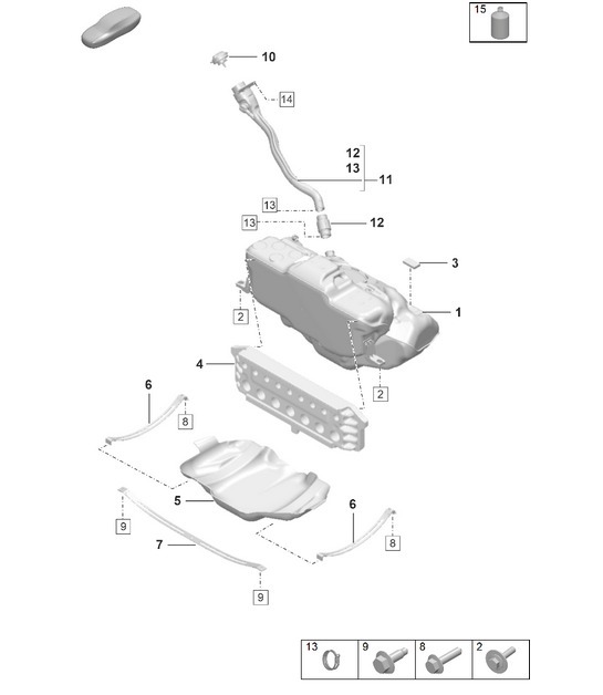 Diagram 201-000 Porsche 992 (911) MK1 2019-2024 Système de carburant, système d'échappement