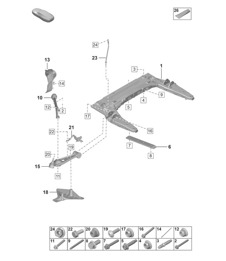 Cross member / Wishbone (PR:1X1, 1X2, A8C, A8F) 992.1 Carrera 2019 - 2024