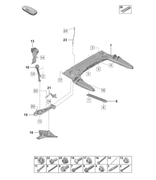 Diagram 401-000 Porsche 992 (911) MK1 2019-2024 Front Axle, Steering 