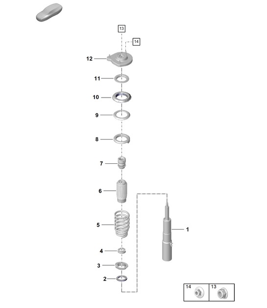 Suspension / Shock Absorber  PR:1X1, 1X2, A8C,A8F, 1BH, 1BV, 2UA)  992.1 Carrera 2019 - 2024