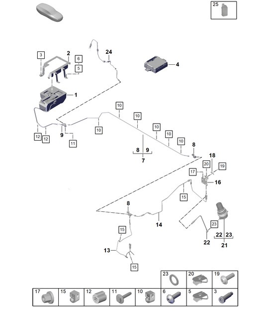 Diagram 402-017 Porsche 992 (911) MK1 2019-2024 Front Axle, Steering 