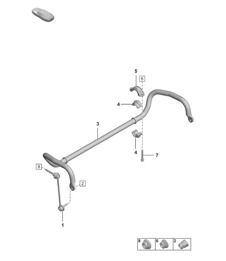 Anti-roll bar / Coupling rod (PR:K5T, 1P0) 992.1 TARGA 2019 - 2024