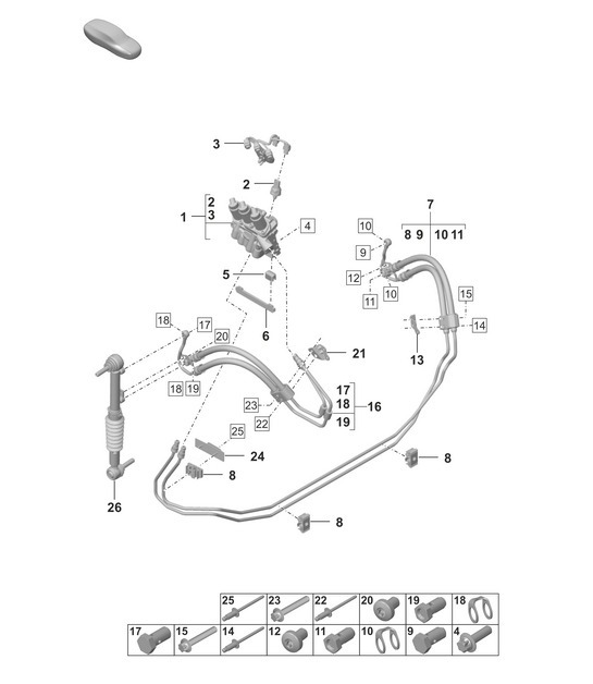 Diagram 402-100 Porsche 992 (911) MK1 2019-2024 Front Axle, Steering 